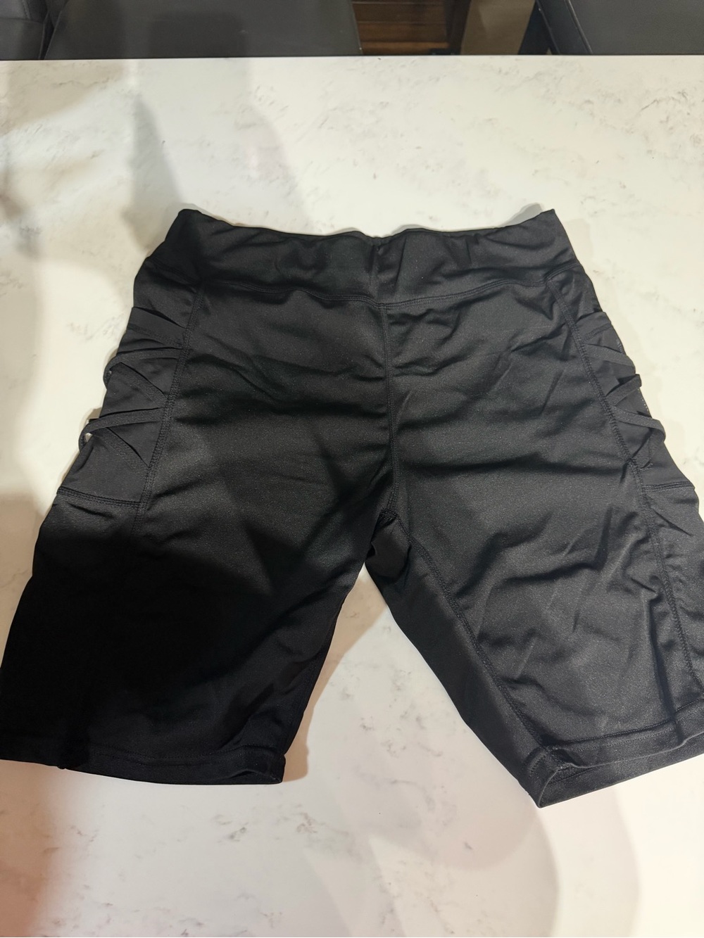 Women’s Black Athletic Shorts with Side Panel Detail
